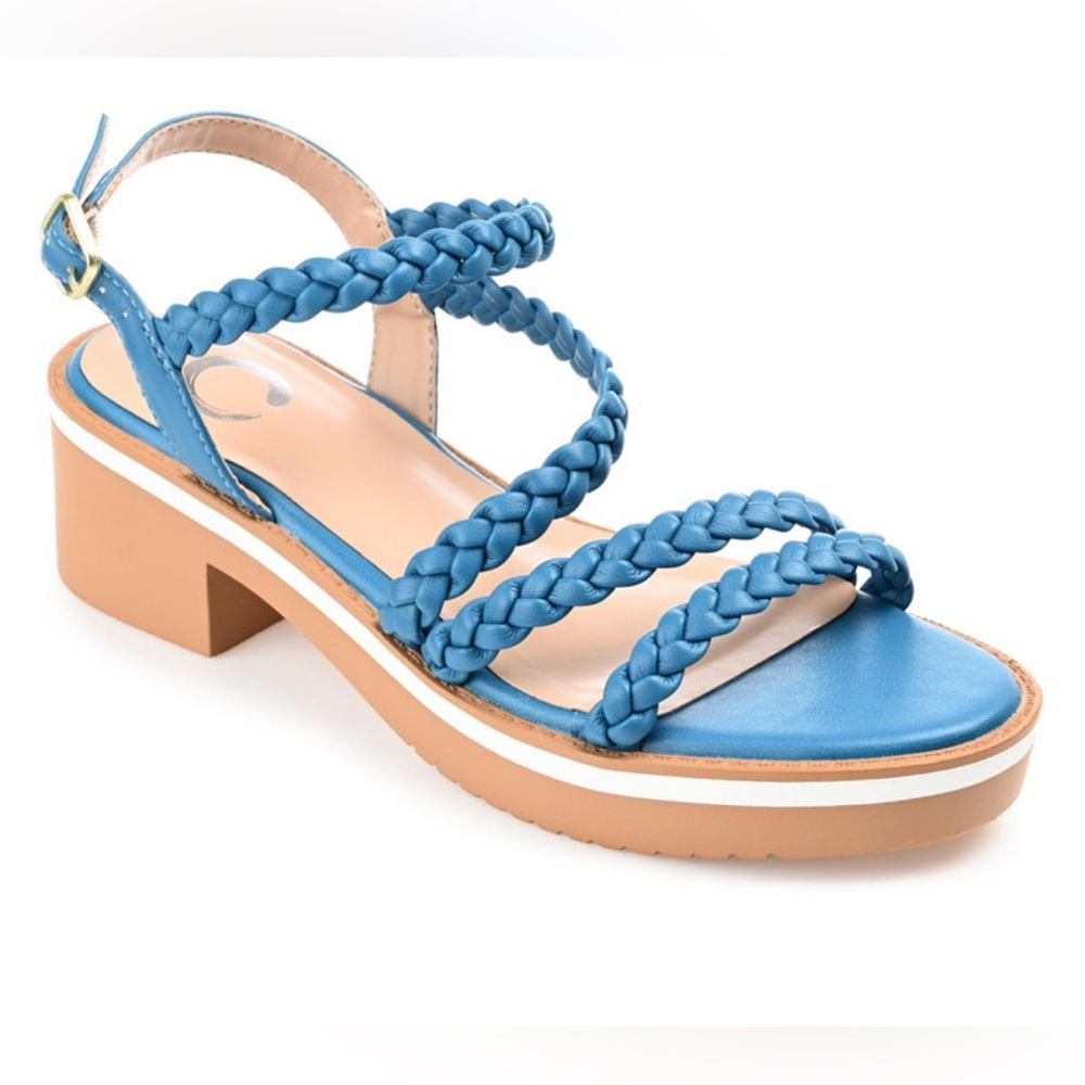 Journee Collection Taralie Braided Teal Sandals - Size 9.5